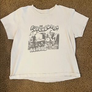 White Graphic Tee with Psychedelic Aliens Print